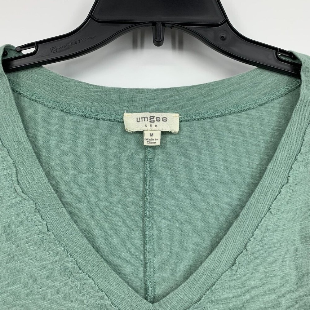Umgee Dress Green Blue Ombre V Neck Short Sleeve Mini - Picture 3 of 9